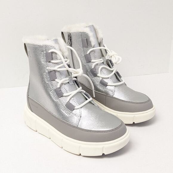 Sorel Explorer III Lace Waterproof Winter Boots, Silver, Little Kids 3